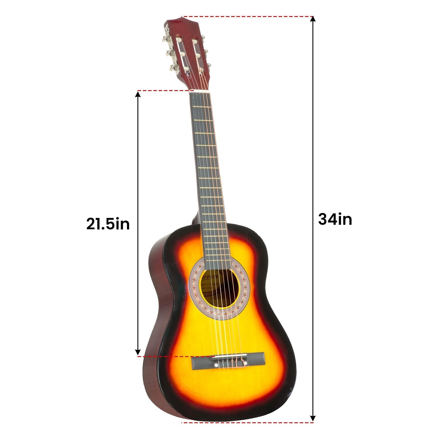 Karrera 34in Acoustic Wooden Childrens Guitar - Sunburst - NuSea