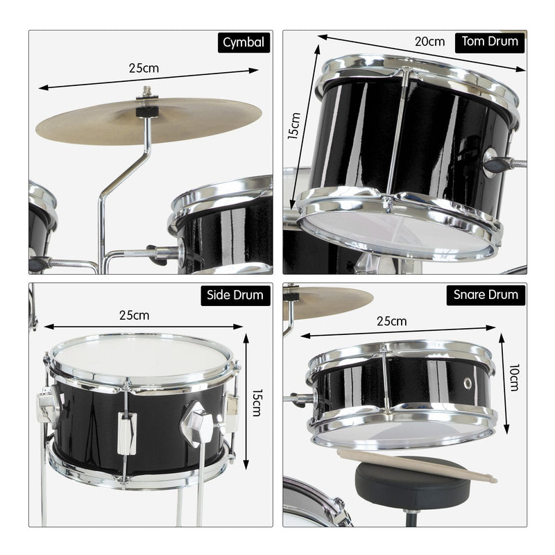 Karrera Children's 4pc Drum Kit - Black - NuSea