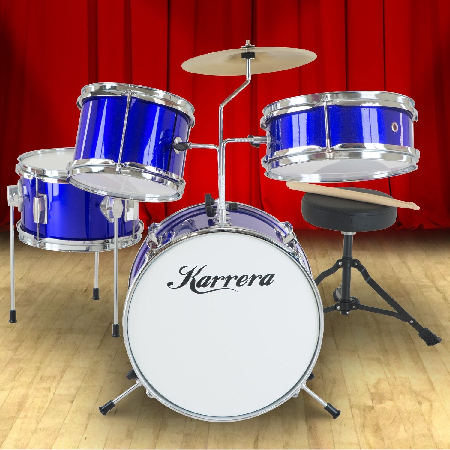 Karrera Children's 4pc Drum Kit - Blue - NuSea