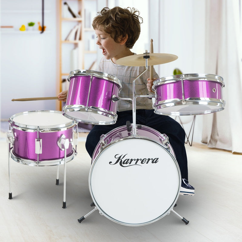 Karrera Childrens 4pc Drum Kit - Purple - NuSea