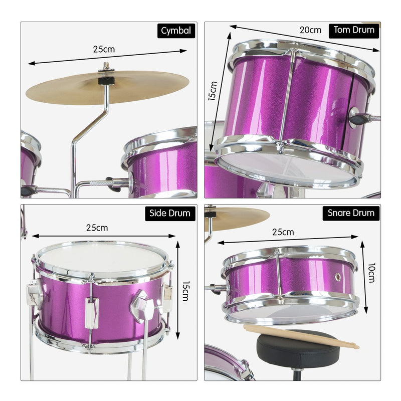 Karrera Childrens 4pc Drum Kit - Purple - NuSea