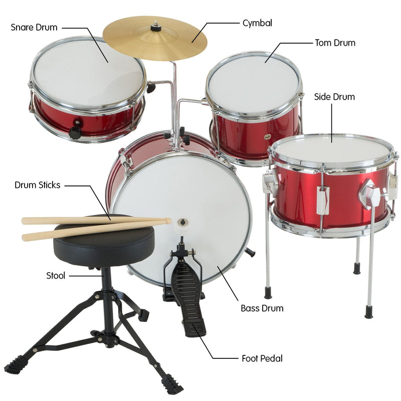 Karrera Children's 4pc Drum Kit - Red - NuSea