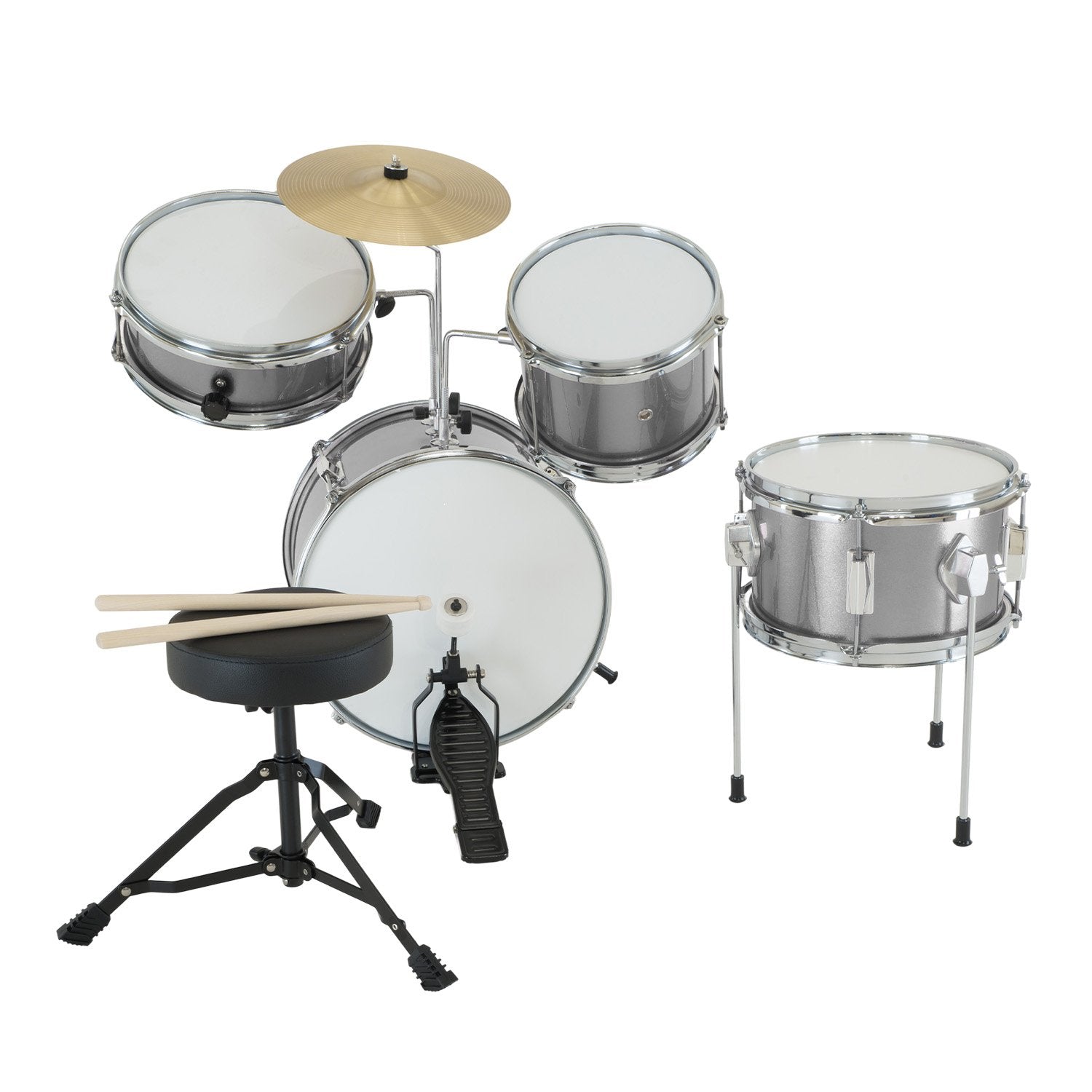 Karrera Childrens 4pc Drum Kit - Silver - NuSea