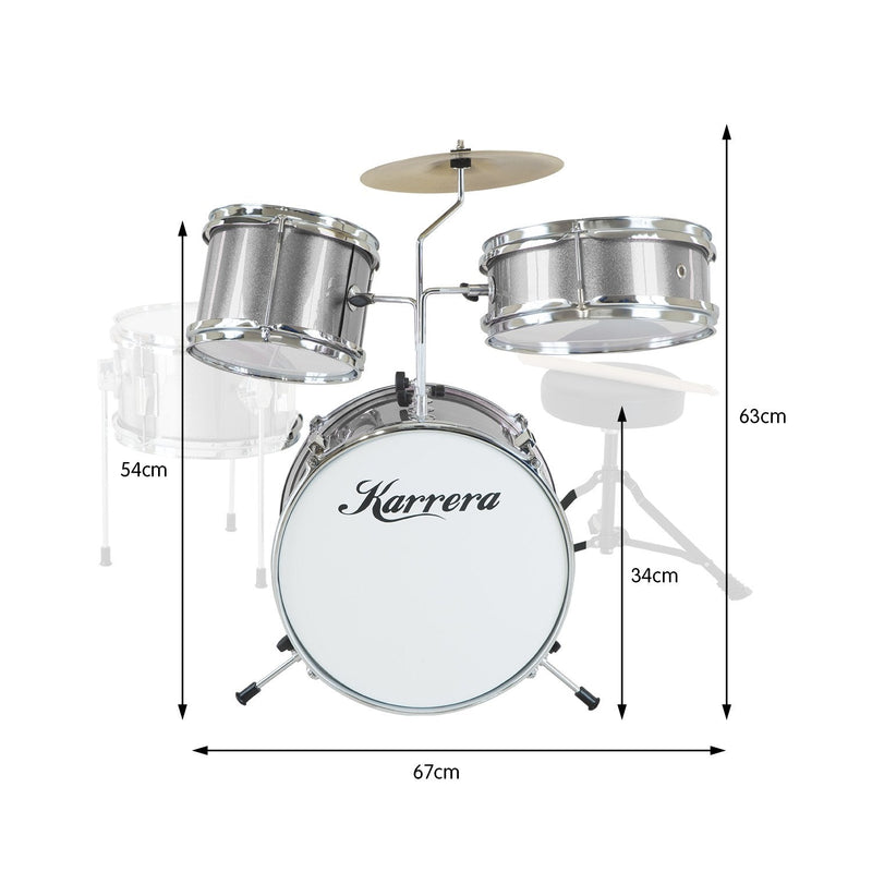 Karrera Childrens 4pc Drum Kit - Silver - NuSea