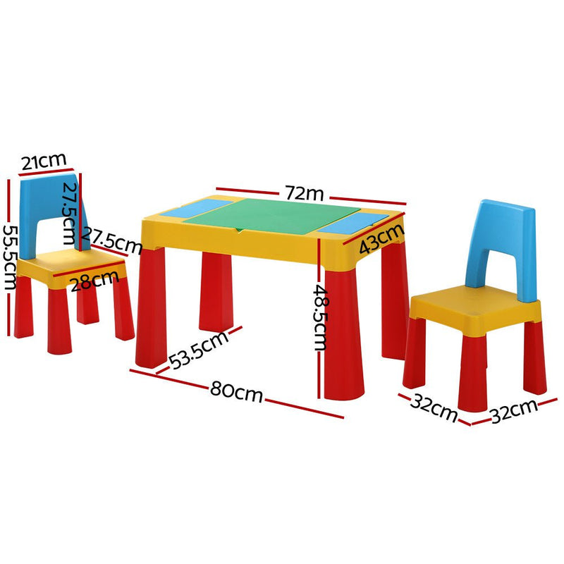 Keezi 3PCS Kids Table and Chairs Set Activity Toys Storage Box Desk Blocks - NuSea