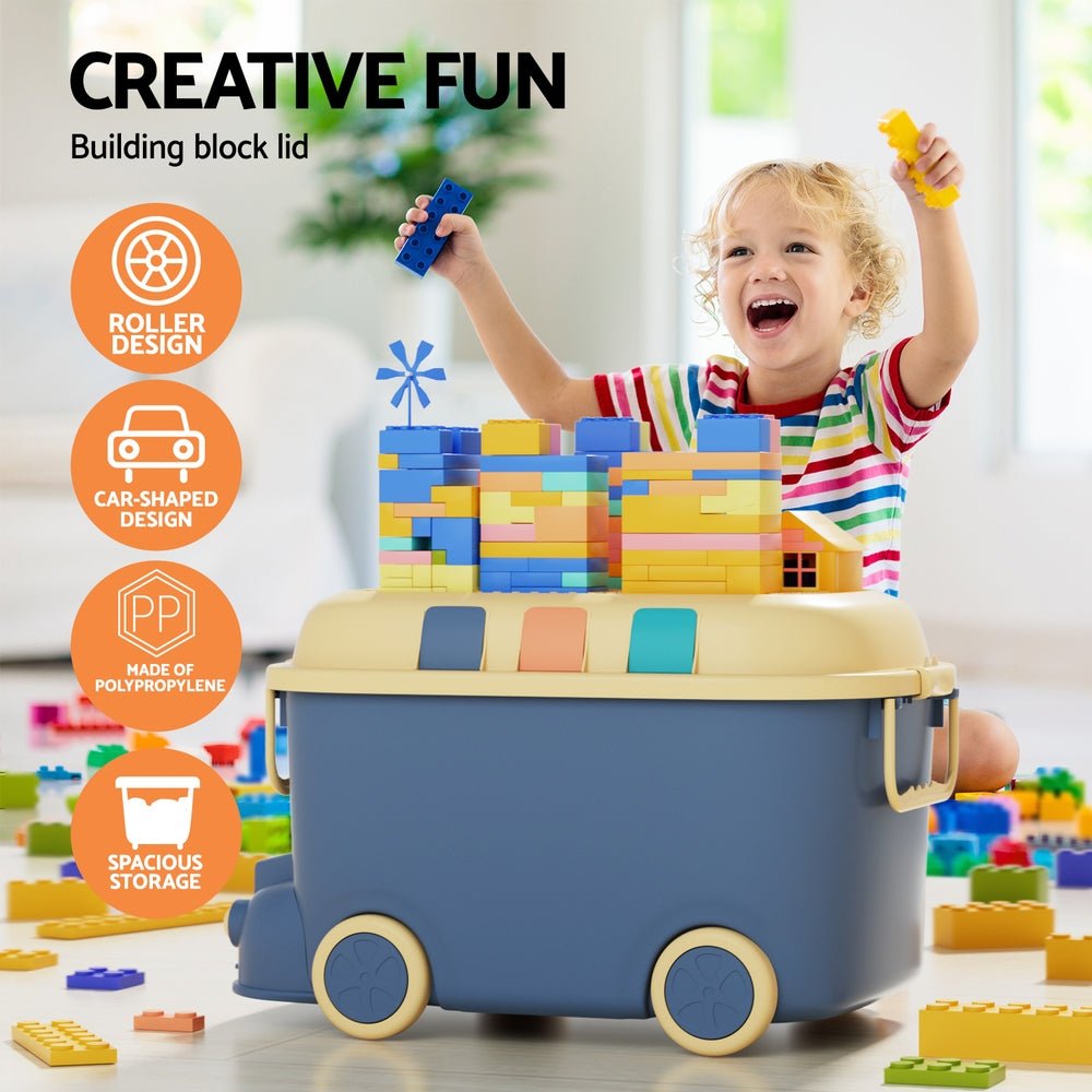 Keezi 3PCS Toy Storage Box Cute Car Toy Container Kids Toys Organiser Snack Boxes - NuSea