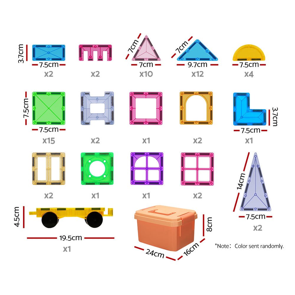 Keezi 60pcs Kids Magnetic Tiles Blocks Building Educational Toys Children Gift - NuSea
