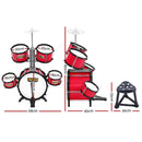 Keezi Kids 7 Drum Set Junior Drums Kit Musical Play Toys Childrens Mini Big Band - NuSea