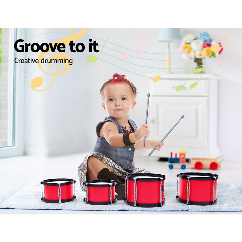 Keezi Kids 7 Drum Set Junior Drums Kit Musical Play Toys Childrens Mini Big Band - NuSea