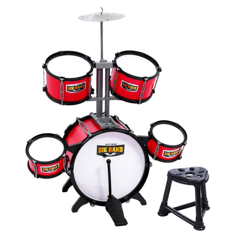 Keezi Kids 7 Drum Set Junior Drums Kit Musical Play Toys Childrens Mini Big Band - NuSea