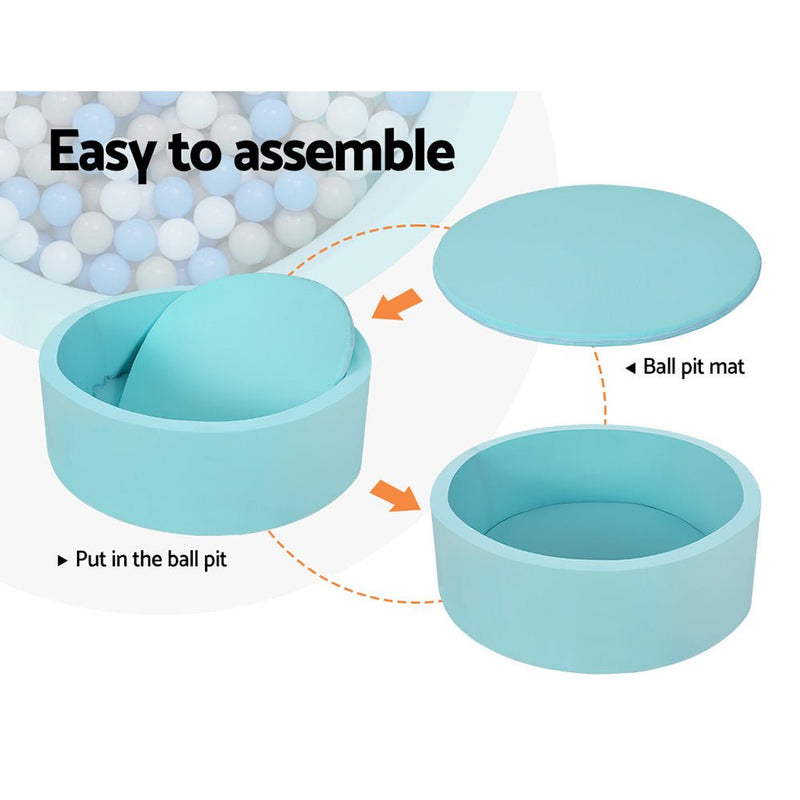 Keezi Kids Ball Pit 90x30cm Ocean Foam Play Pool Barrier Toys Children Blue - NuSea