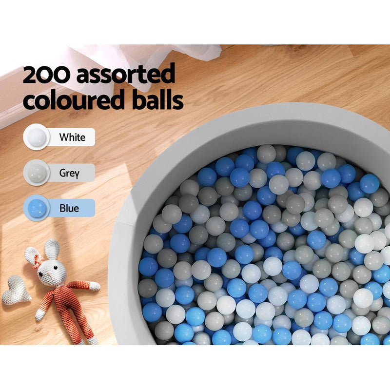 Keezi Kids Ball Pit 90x30cm Ocean Foam Play Pool Barrier Toys Children Grey - NuSea