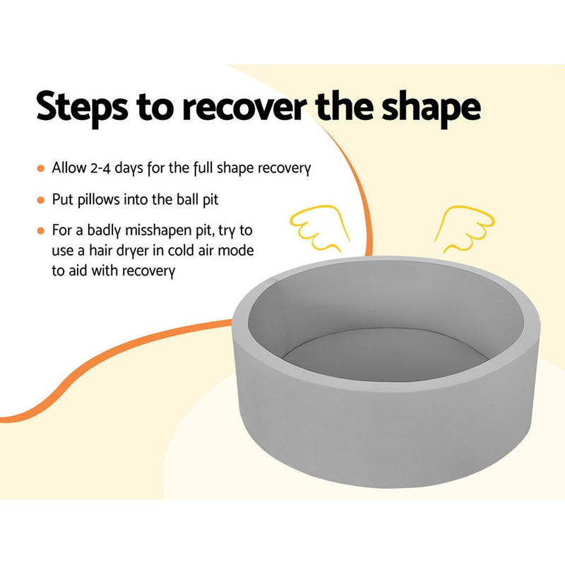 Keezi Kids Ball Pit 90x30cm Ocean Foam Play Pool Barrier Toys Children Grey - NuSea