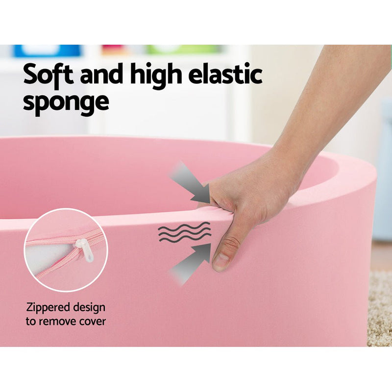 Keezi Kids Ball Pit 90x30cm Ocean Foam Play Pool Barrier Toys Children Pink - NuSea