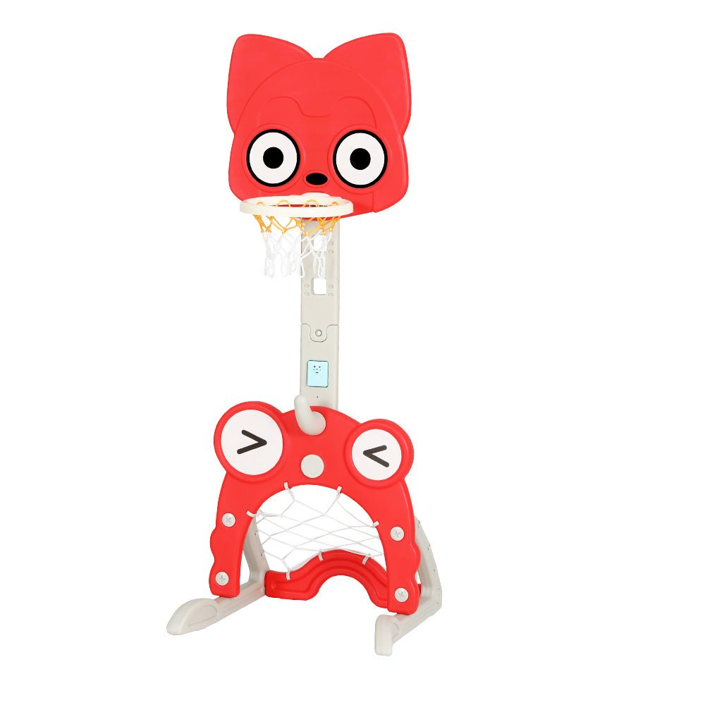 Keezi Kids Basketball Hoop Stand Adjustable 5 - in - 1 Sports Center Toys Set Red - NuSea