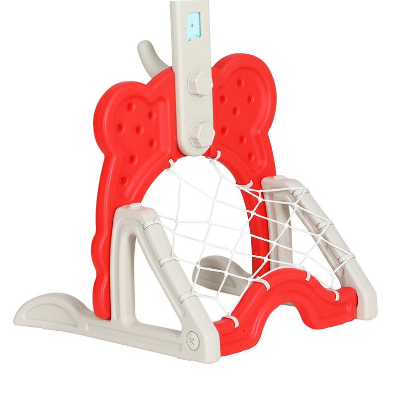 Keezi Kids Basketball Hoop Stand Adjustable 5 - in - 1 Sports Center Toys Set Red - NuSea