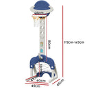Keezi Kids Basketball Hoop Stand Adjustable 6 - in - 1 Sports Center Toys Set Blue - NuSea
