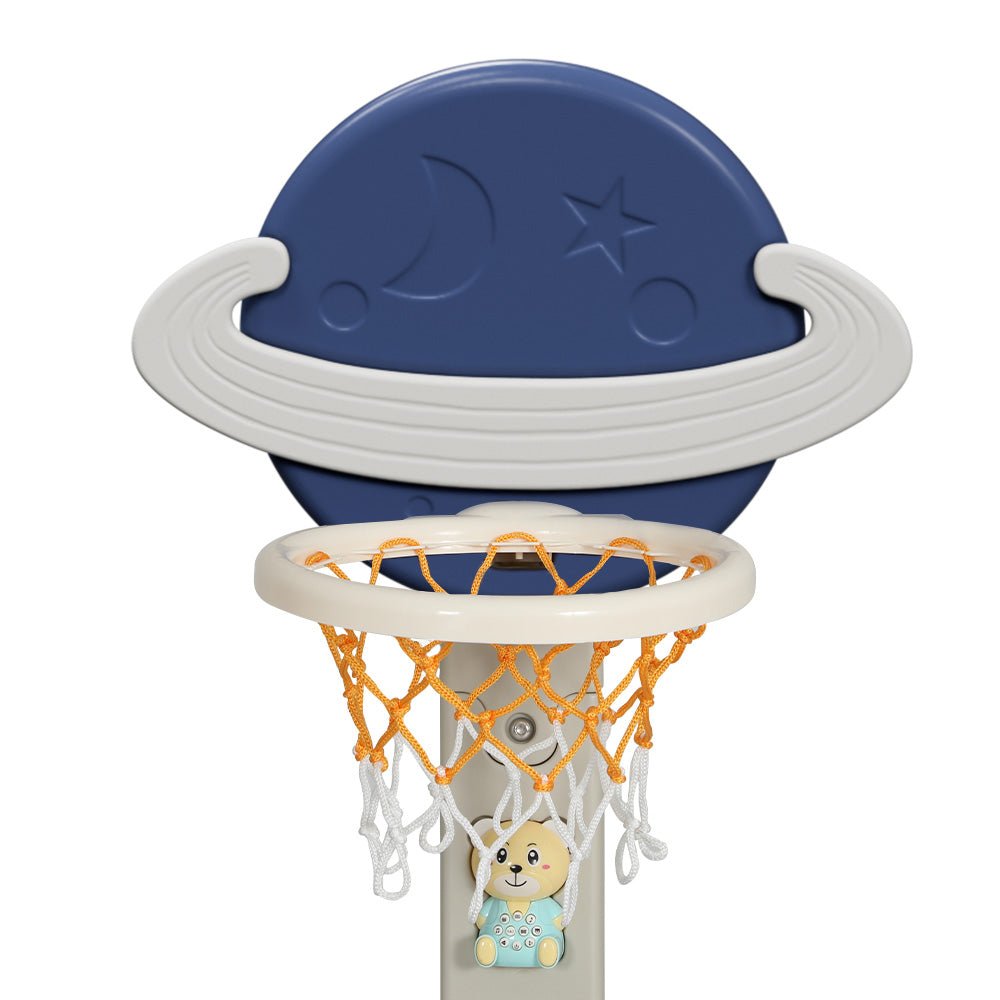 Keezi Kids Basketball Hoop Stand Adjustable 6 - in - 1 Sports Center Toys Set Blue - NuSea