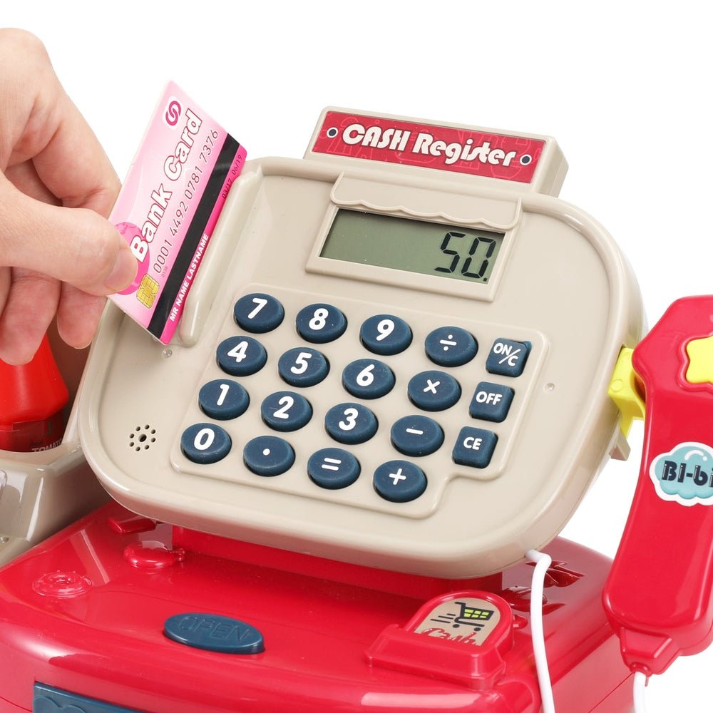 Keezi Kids Cash Register Calculator Pretend Play Shops Money Checkout Toys Set - NuSea