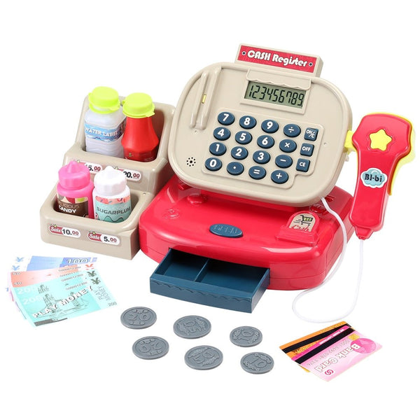Keezi Kids Cash Register Calculator Pretend Play Shops Money Checkout Toys Set - NuSea