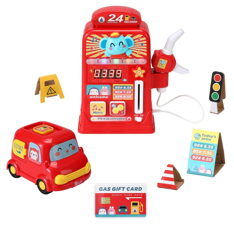Keezi Kids Gas Petrol Station Pumper Pretend Play Toys Car Music Card Playset - NuSea