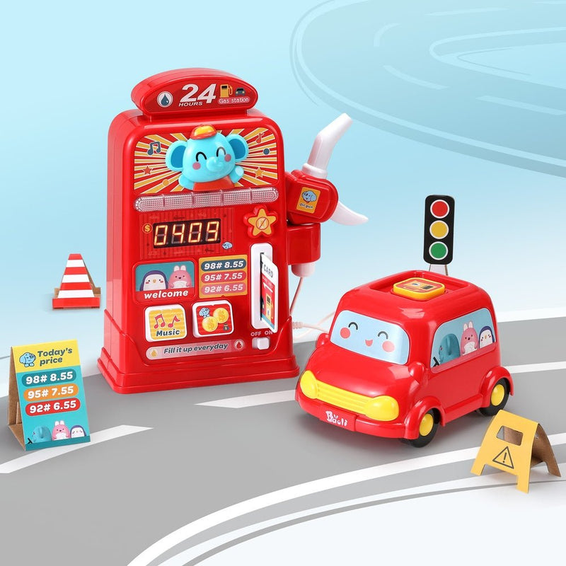 Keezi Kids Gas Petrol Station Pumper Pretend Play Toys Car Music Card Playset - NuSea