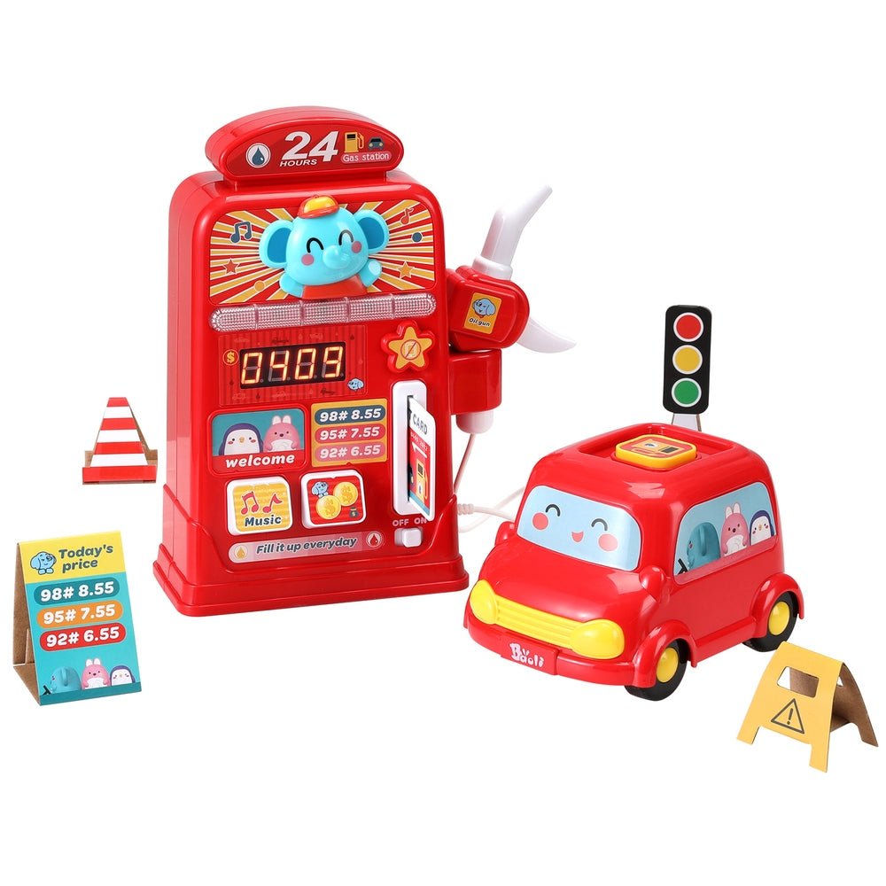 Keezi Kids Gas Petrol Station Pumper Pretend Play Toys Car Music Card Playset - NuSea