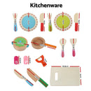 Keezi Kids Kitchen Play Set Wooden Pretend Toys Cooking Utensils Pots Pans Food - NuSea