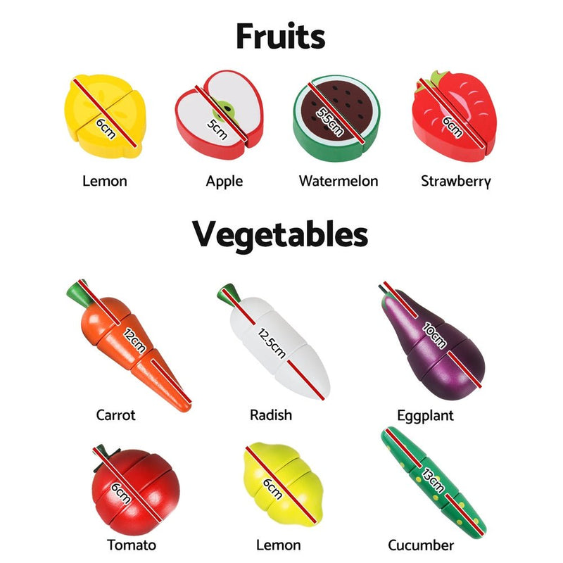 Keezi Kids Kitchen Play Set Wooden Pretend Toys Cooking Utensils Pots Pans Food - NuSea