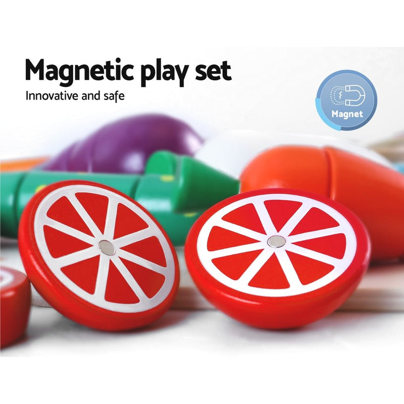 Keezi Kids Kitchen Play Set Wooden Pretend Toys Cooking Utensils Pots Pans Food - NuSea