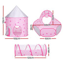 Keezi Kids Playhouse Play Tent Pop Up Castle Crawl Tunnel Basketball Hoop Pink - NuSea
