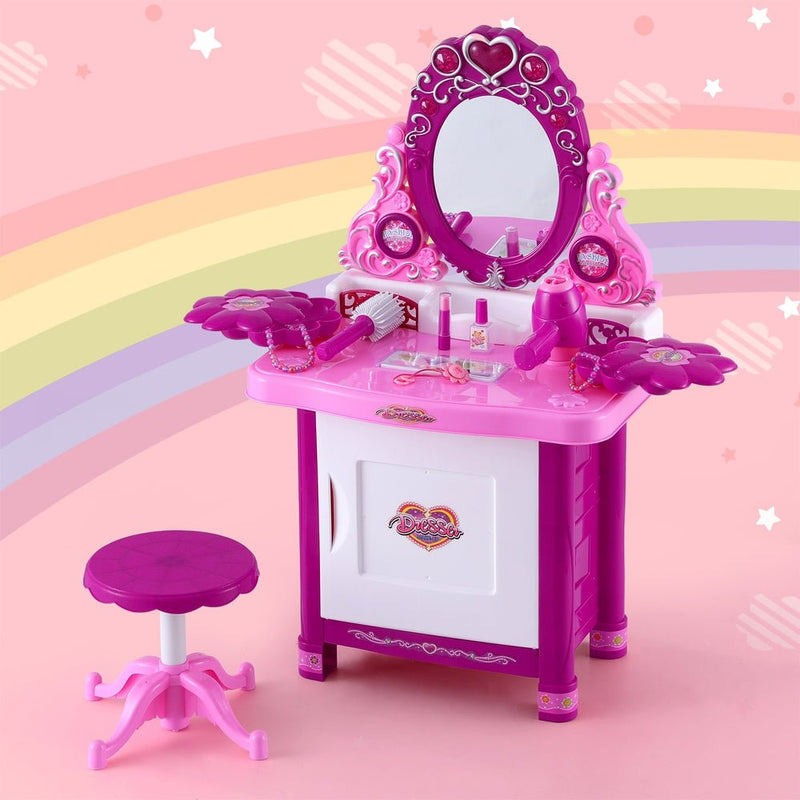 Keezi Kids Pretend Makeup Play Set Dressing Table Chair Girls Toys Children - NuSea