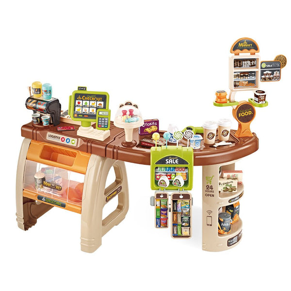 Keezi Kids Pretend Role Play Grocery Supermarket 52 Piece Playset Cash Register - NuSea