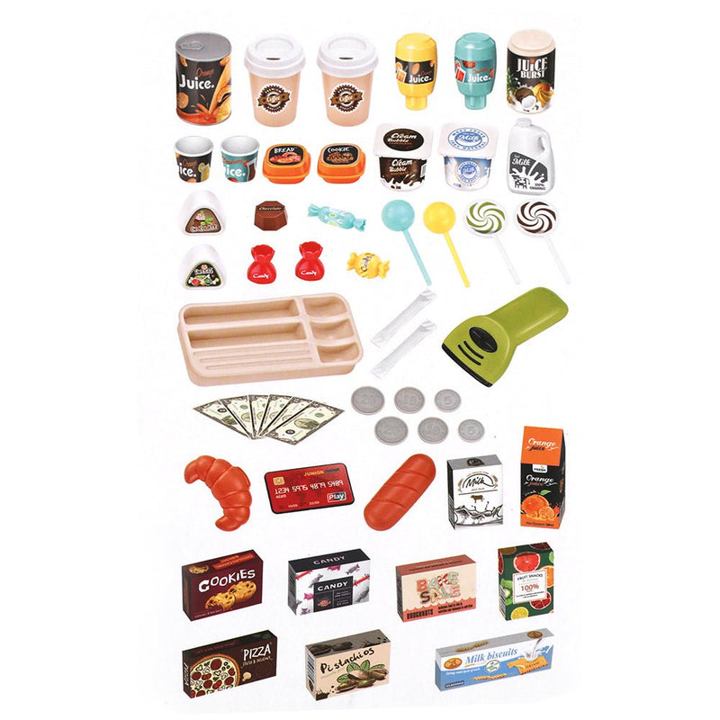 Keezi Kids Pretend Role Play Grocery Supermarket 52 Piece Playset Cash Register - NuSea