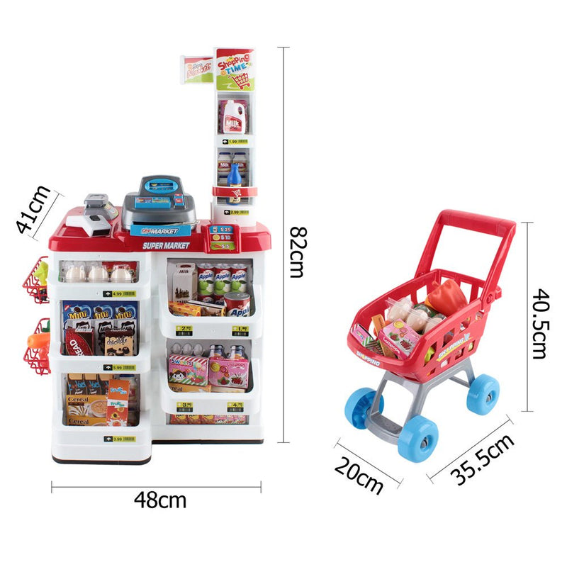Keezi Kids Pretend Role Play Supermarket 24 Piece Playset Cash Register Trolley - NuSea