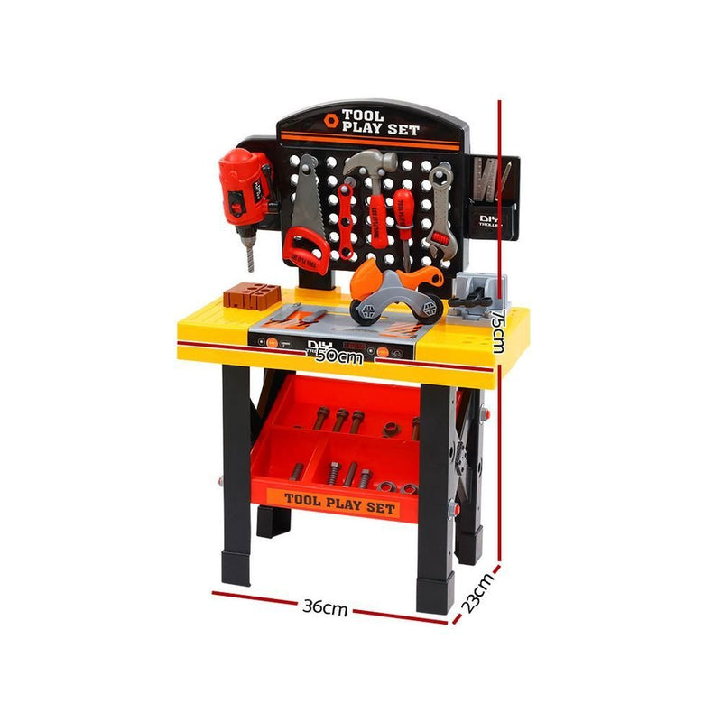 Keezi Kids Pretend Workbench DIY Tools 54 Piece Children Role Play Toys Black - NuSea