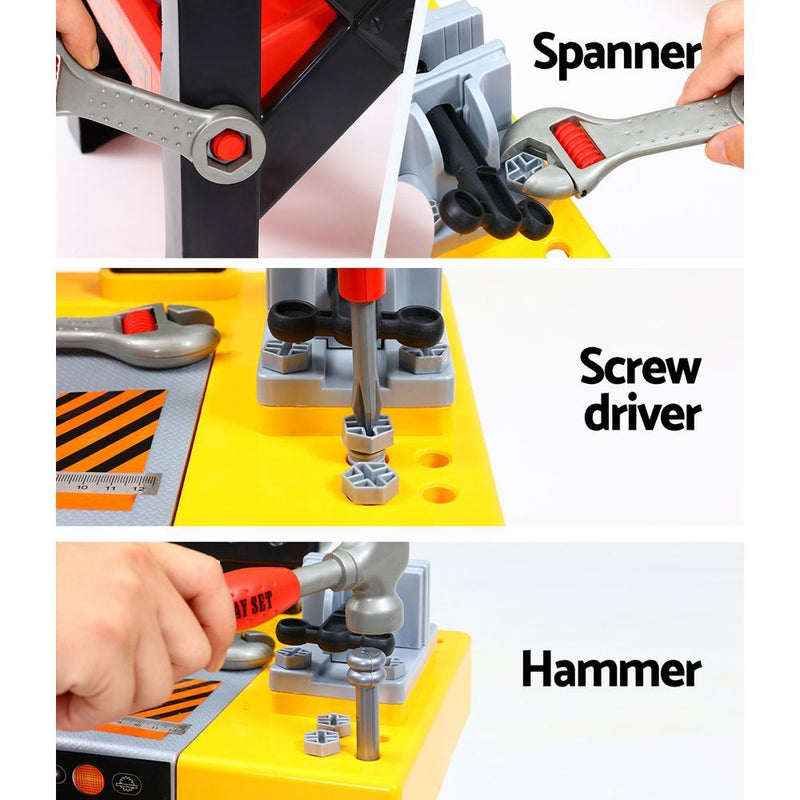 Keezi Kids Pretend Workbench DIY Tools 54 Piece Children Role Play Toys Black - NuSea