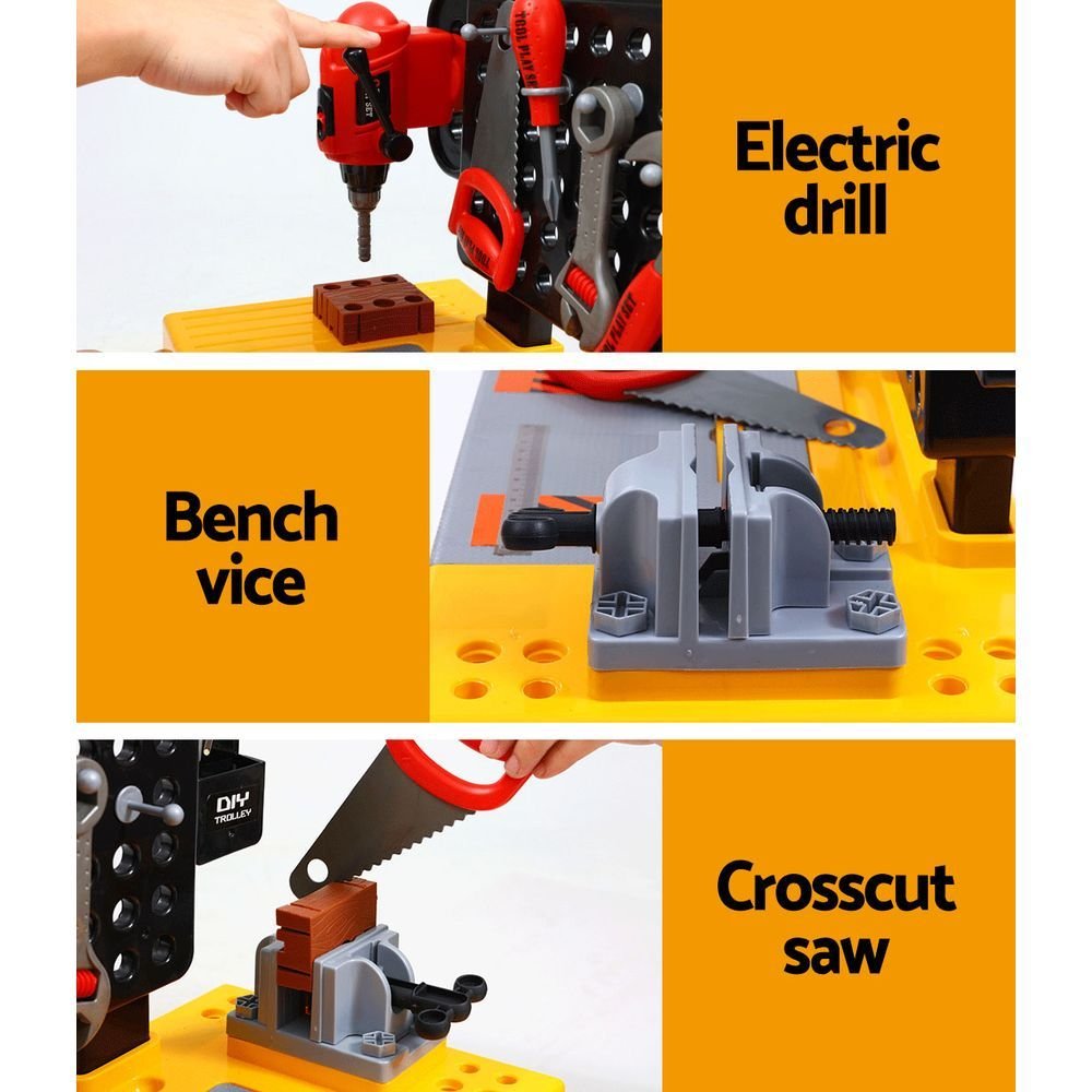 Keezi Kids Pretend Workbench DIY Tools 54 Piece Children Role Play Toys Black - NuSea
