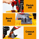 Keezi Kids Pretend Workbench DIY Tools 54 Piece Children Role Play Toys Black - NuSea