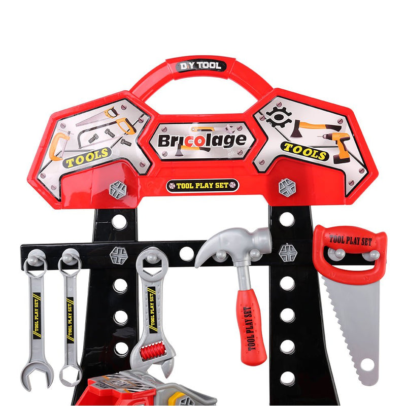 Keezi Kids Pretend Workbench DIY Tools 97 Piece Children Role Play Toys Red - NuSea