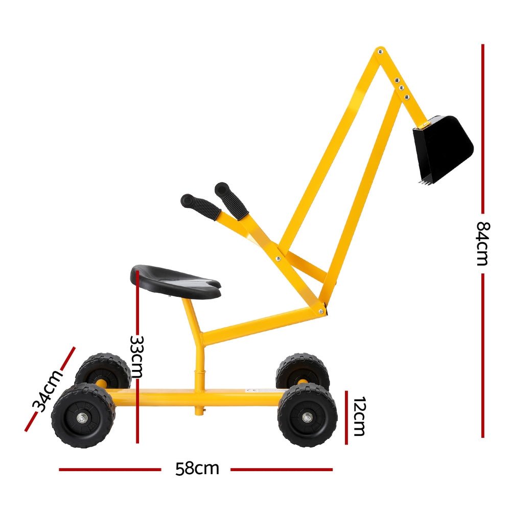 Keezi Kids Ride On Car Digger Bulldozer Sandpit Play Toys Rotate Seat Yellow - NuSea
