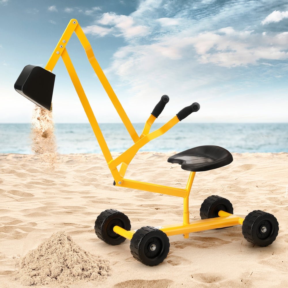 Keezi Kids Ride On Car Digger Bulldozer Sandpit Play Toys Rotate Seat Yellow - NuSea