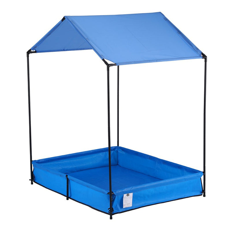 Keezi Kids Sandpit Metal Sandbox Sand Pit with Canopy Cover Outdoor Toys 120cm - NuSea