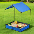 Keezi Kids Sandpit Metal Sandbox Sand Pit with Canopy Cover Outdoor Toys 120cm - NuSea