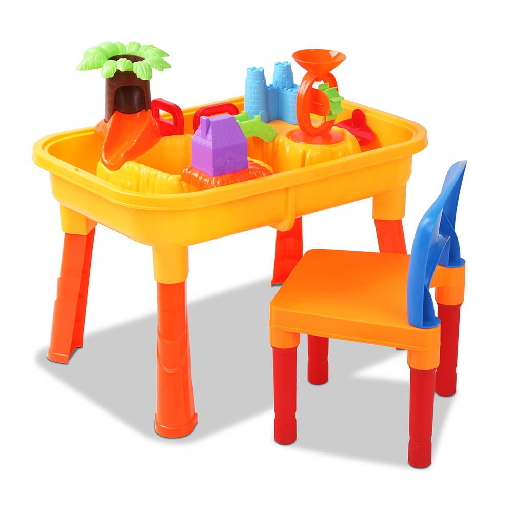 Keezi Kids Sandpit Pretend Play Set Sand Water Table Chair Outdoor Beach Toy - NuSea