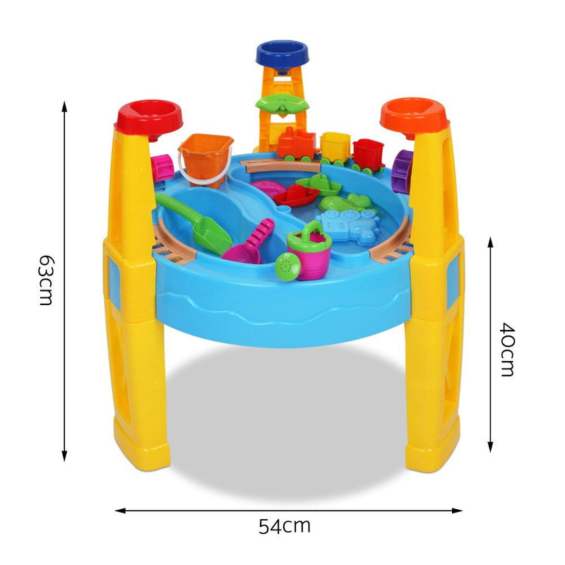Keezi Kids Sandpit Pretend Play Set Water Sand Table Children Outdoor Toy Umbrella - NuSea
