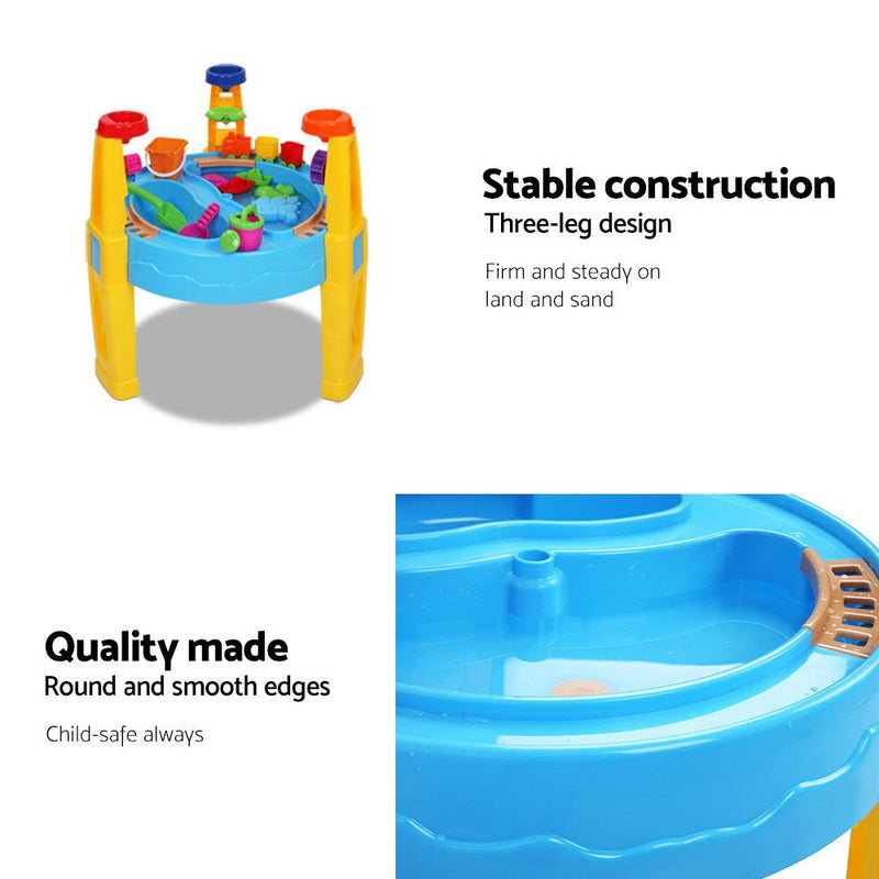 Keezi Kids Sandpit Pretend Play Set Water Sand Table Children Outdoor Toy Umbrella - NuSea