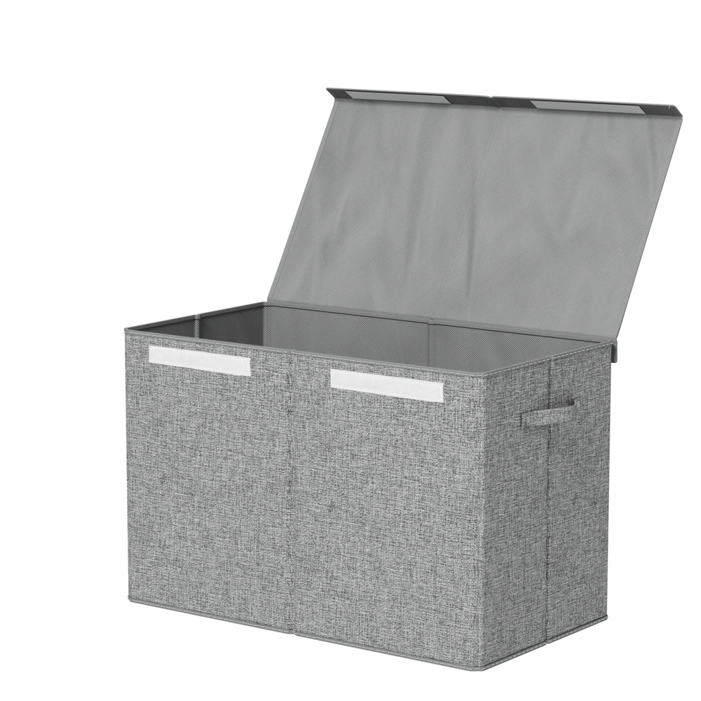 Keezi Large Toy Box Chest Storage with Flip - Top Lid Foldable Organizer Bins Grey - NuSea
