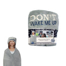 Kids Embroidered Hooded Throw Rug 100 x 125cm Grey Don't Wake Me Up - NuSea