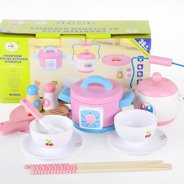 Kids Wooden Kitchen Tea Set Pretend Play - NuSea